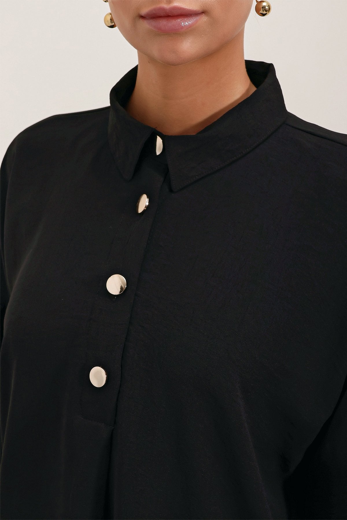 Oversize Two-Piece Set in Black with Long-Sleeve Blouse and Wide-Leg Trousers - Bigdart - by Peralane - photo 2