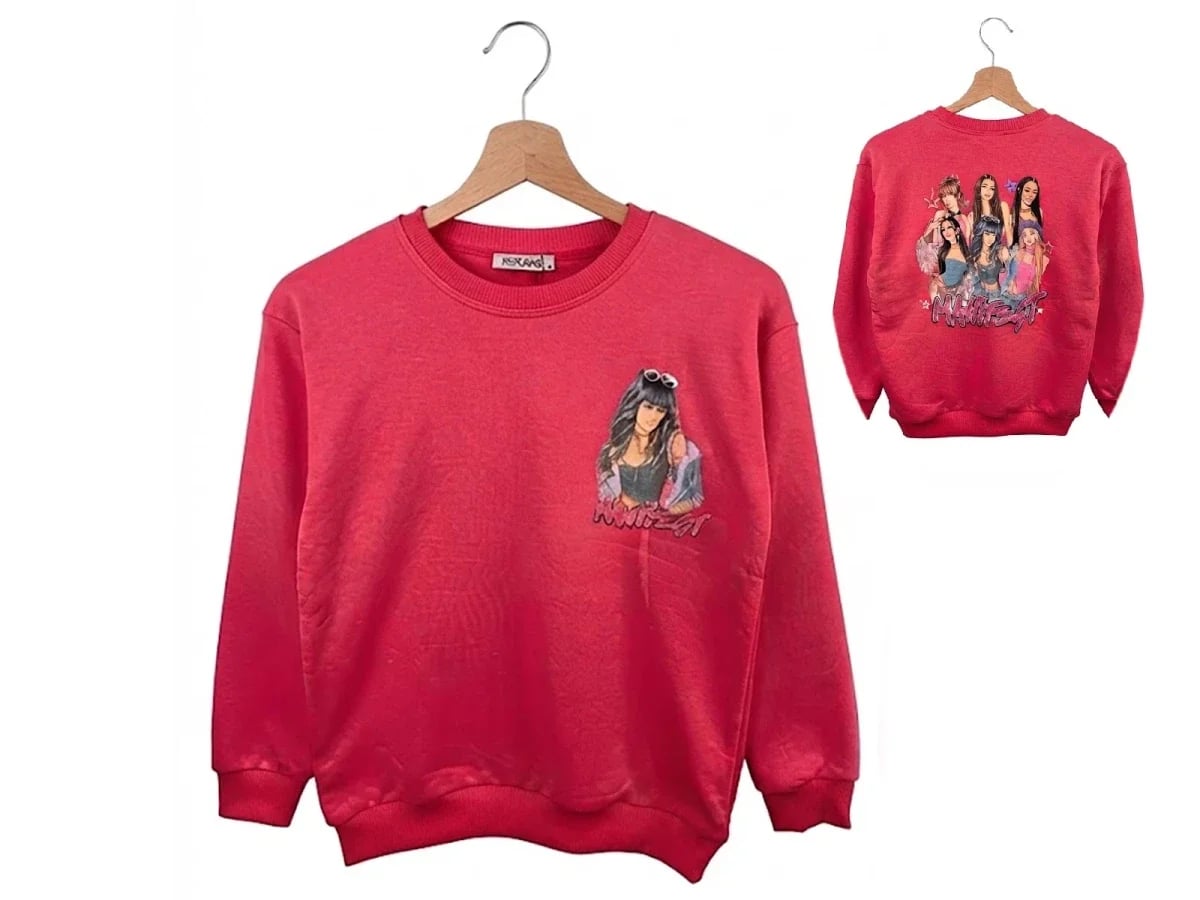 Girls' Graphic Print Sweatshirt in Bright Red - Replikas - by Peralane