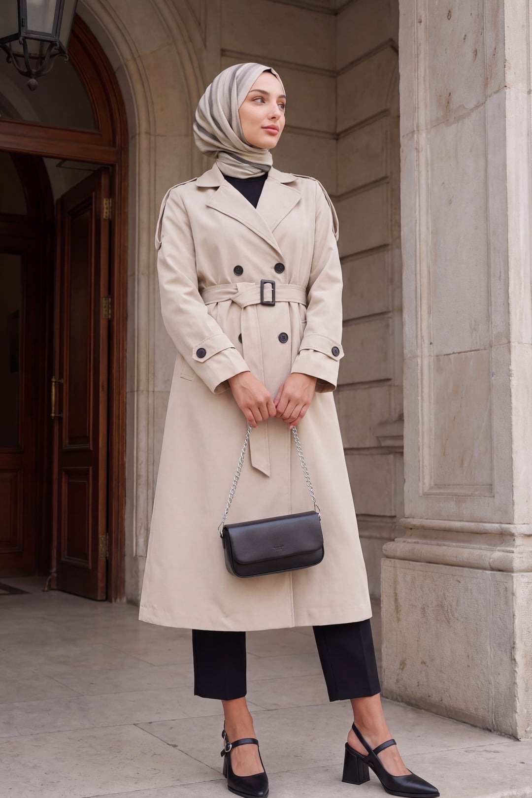 Double-Breasted Long Trench Coat in Light Beige - Bigdart - by Peralane - photo 2
