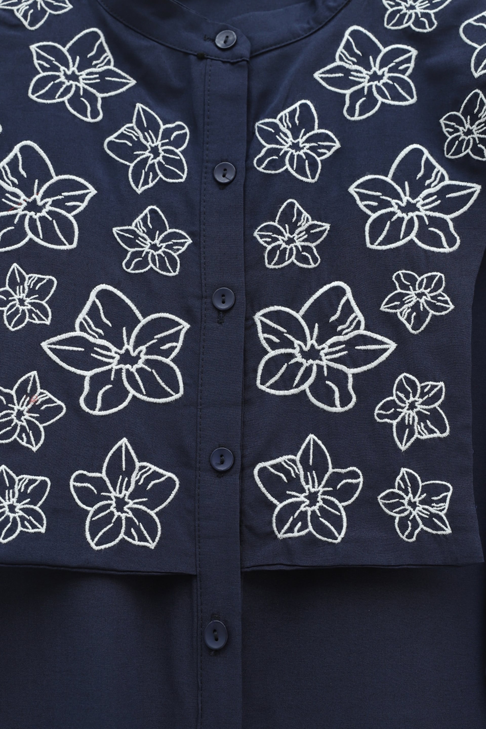 Navy Blue Plastron Detail Embroidered Poplin Blouse - Podyumplus - by Peralane - photo 5