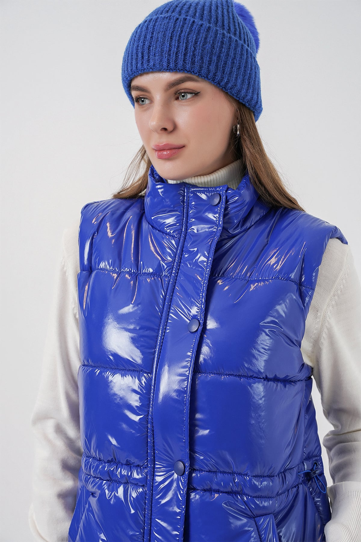 Women's Bright Blue Quilted Puffer Vest - Bigdart - by Peralane - photo 5