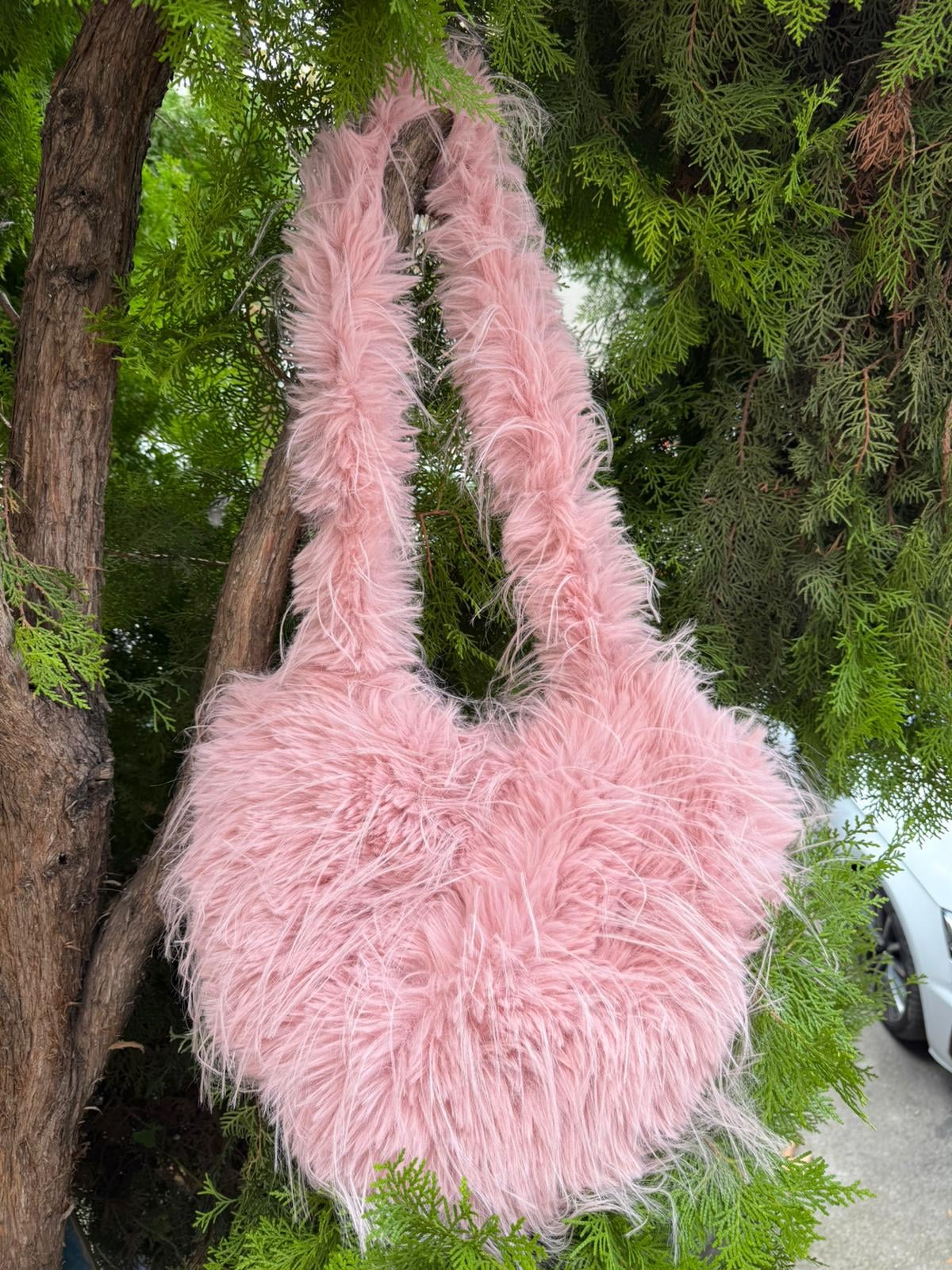 Fluffy Faux Fur Hobo Bag - Pink - Nesvay - by Peralane - photo 5