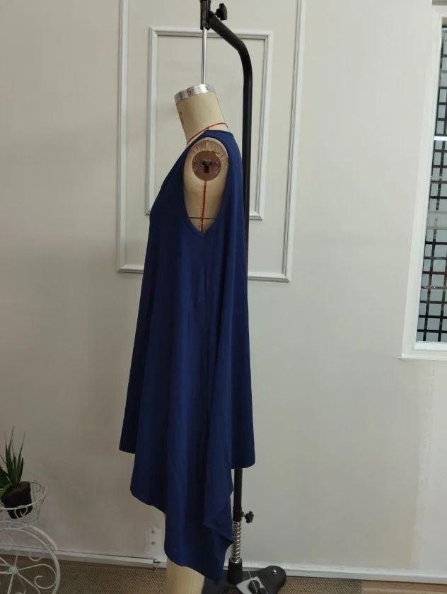 Women's Sleeveless V-Neck Asymmetric Cut Short Viscose Dress - Janes - by Peralane - photo 5