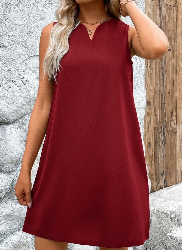 Women's Sleeveless V-Neck A-Line Short Sequin Crepe Dress - Janes - by Peralane - photo 3