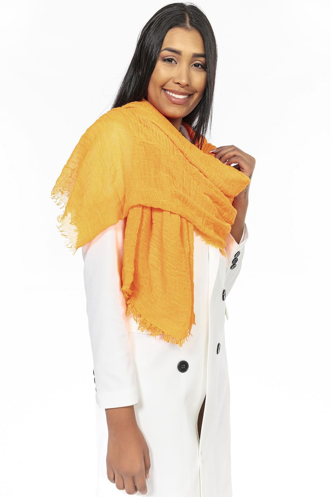 Orange Crinkled Scarf - Nesvay - by Peralane - photo 3