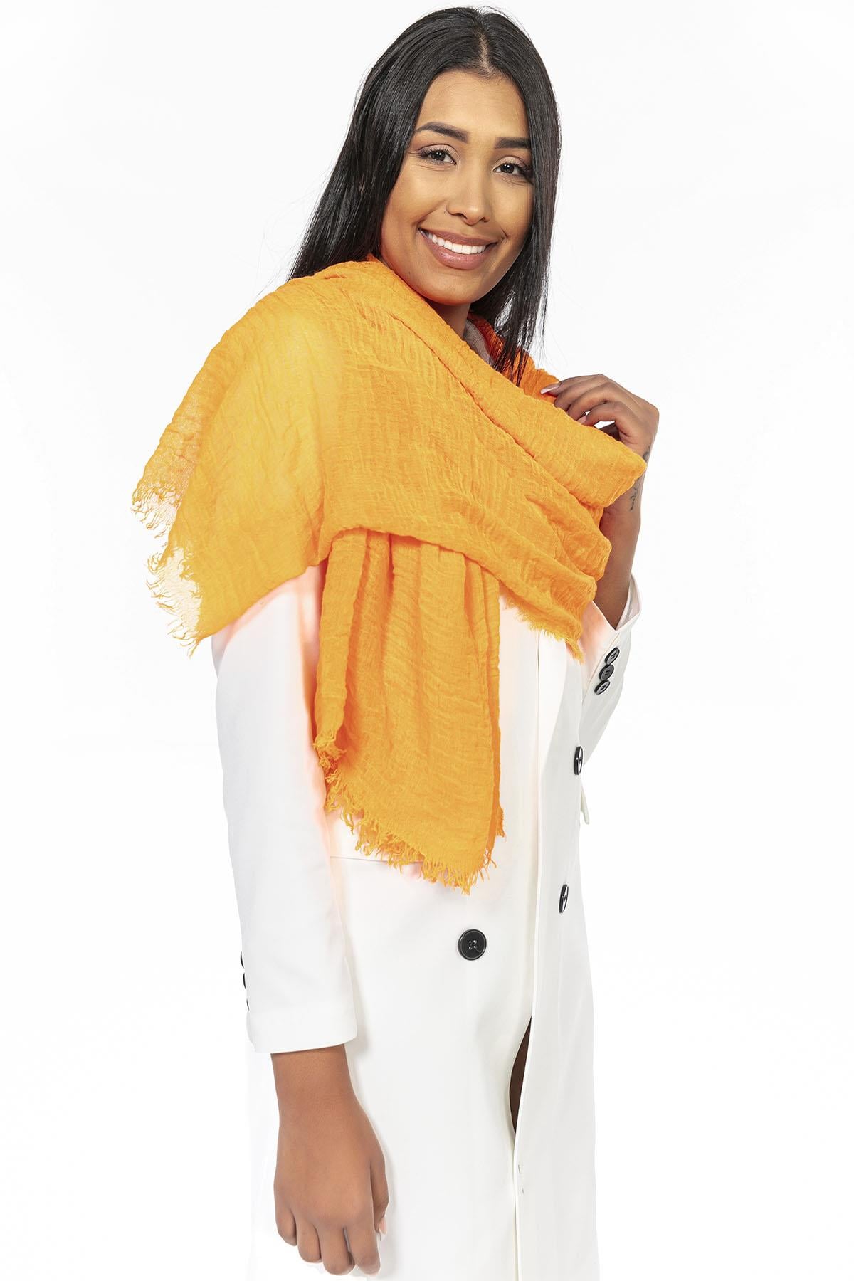Orange Crinkled Scarf - Nesvay - by Peralane - photo 3