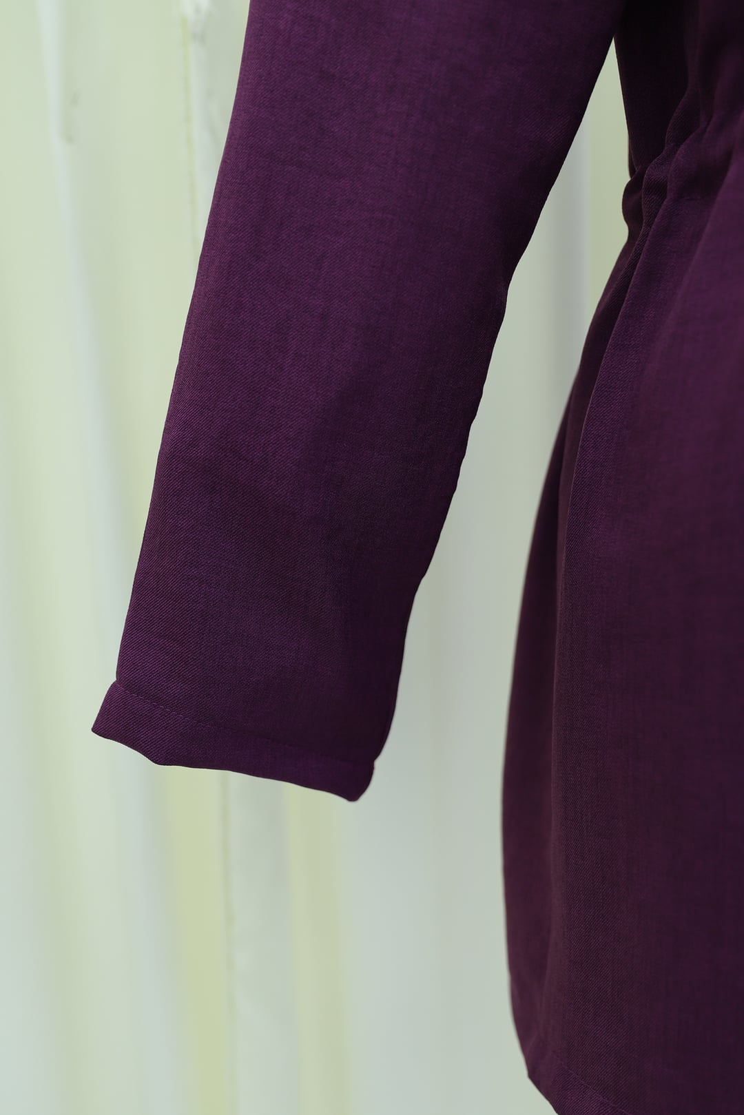Tunnel Drawstring Pocket Detail Linen Look Kimono - Deep Plum - Podyumplus - by Peralane - photo 7