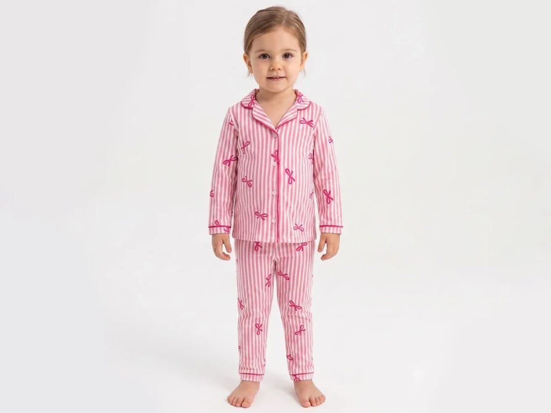 Girls' Baby Pyjama Set with Bow Pattern - Dolas - by Peralane