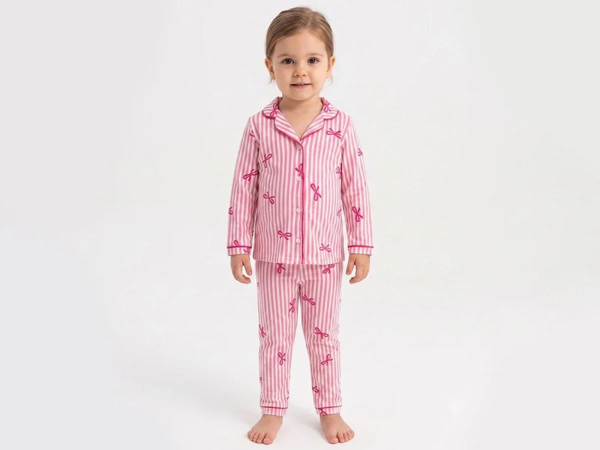 Girls' Baby Pyjama Set with Bow Pattern - Dolas - by Peralane