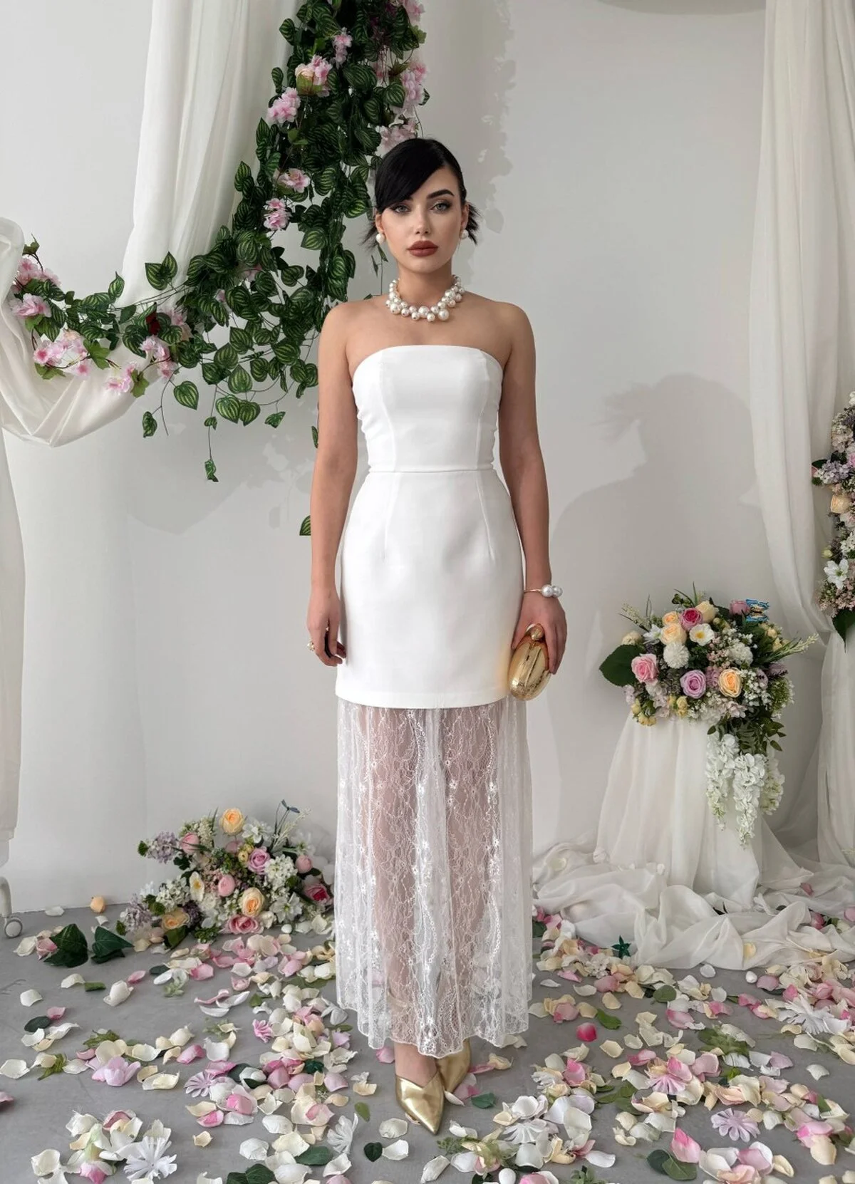 Ceson Strapless Lace Dress in White - Etika - by Peralane - photo 8