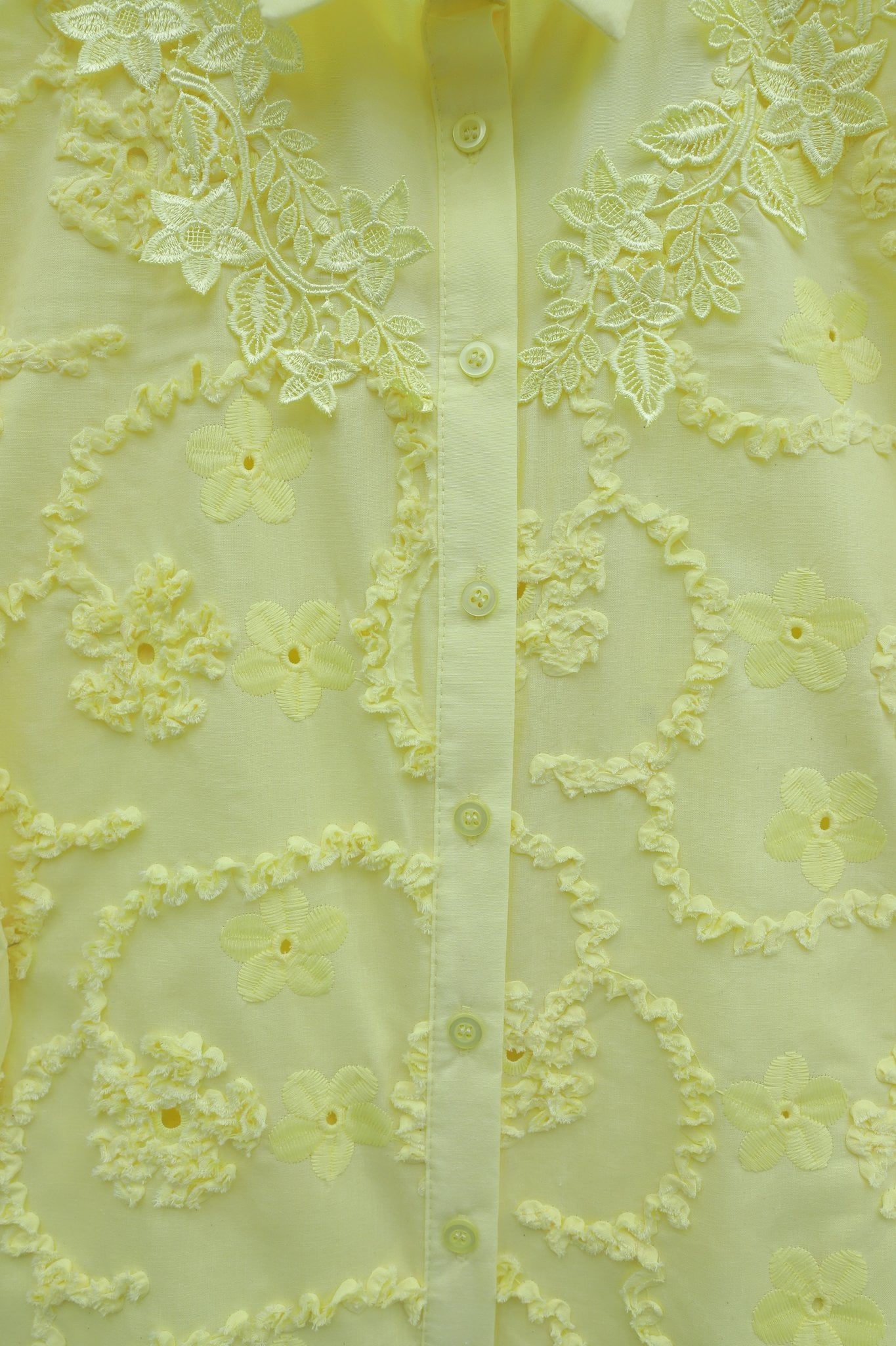 Floral Embroidered Button-Down Mira Blouse - Yellow - Podyumplus - by Peralane - photo 4