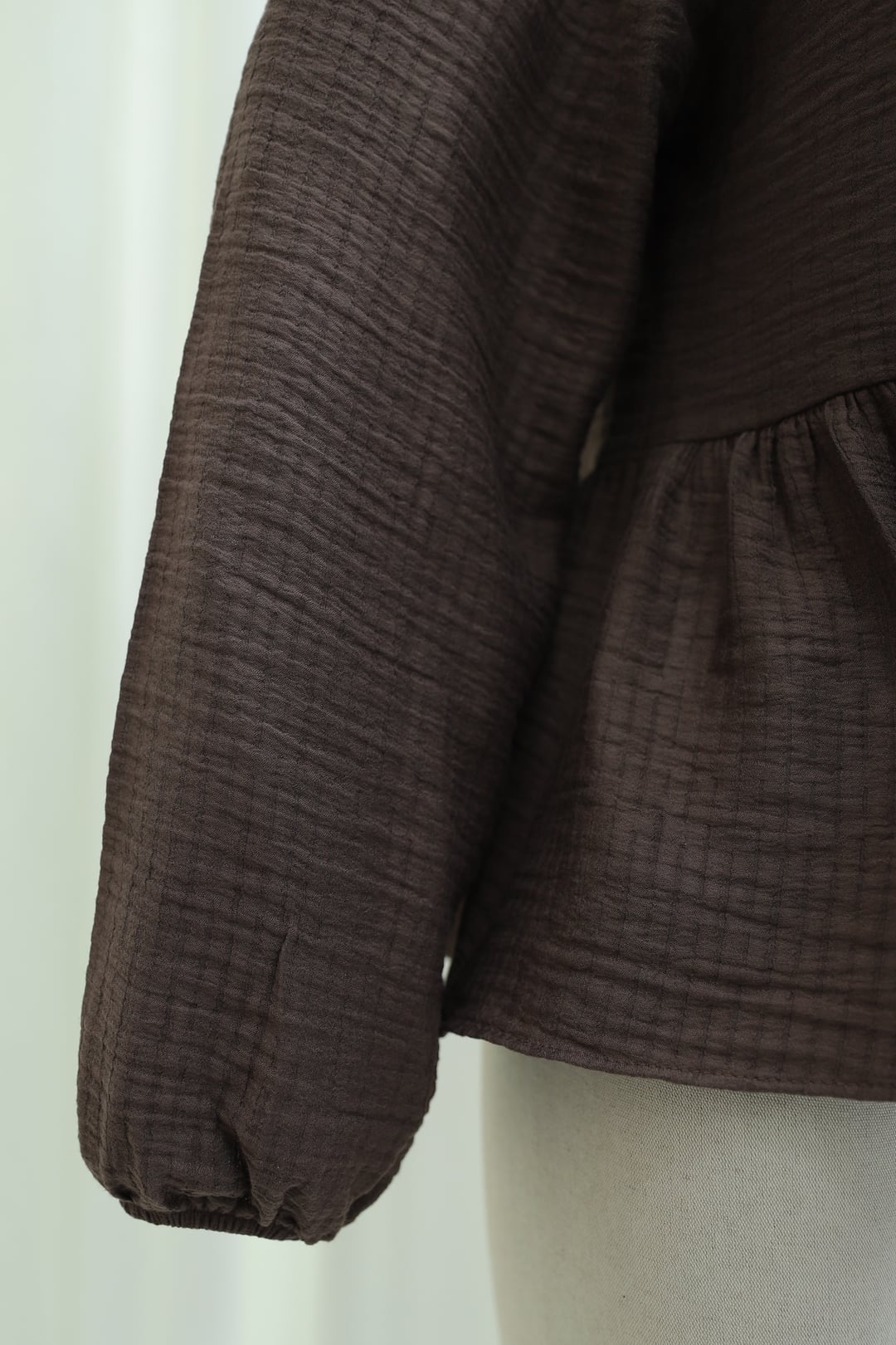 Tie Neck Ruffled Crinkle Blouse - Brown - Podyumplus - by Peralane - photo 6
