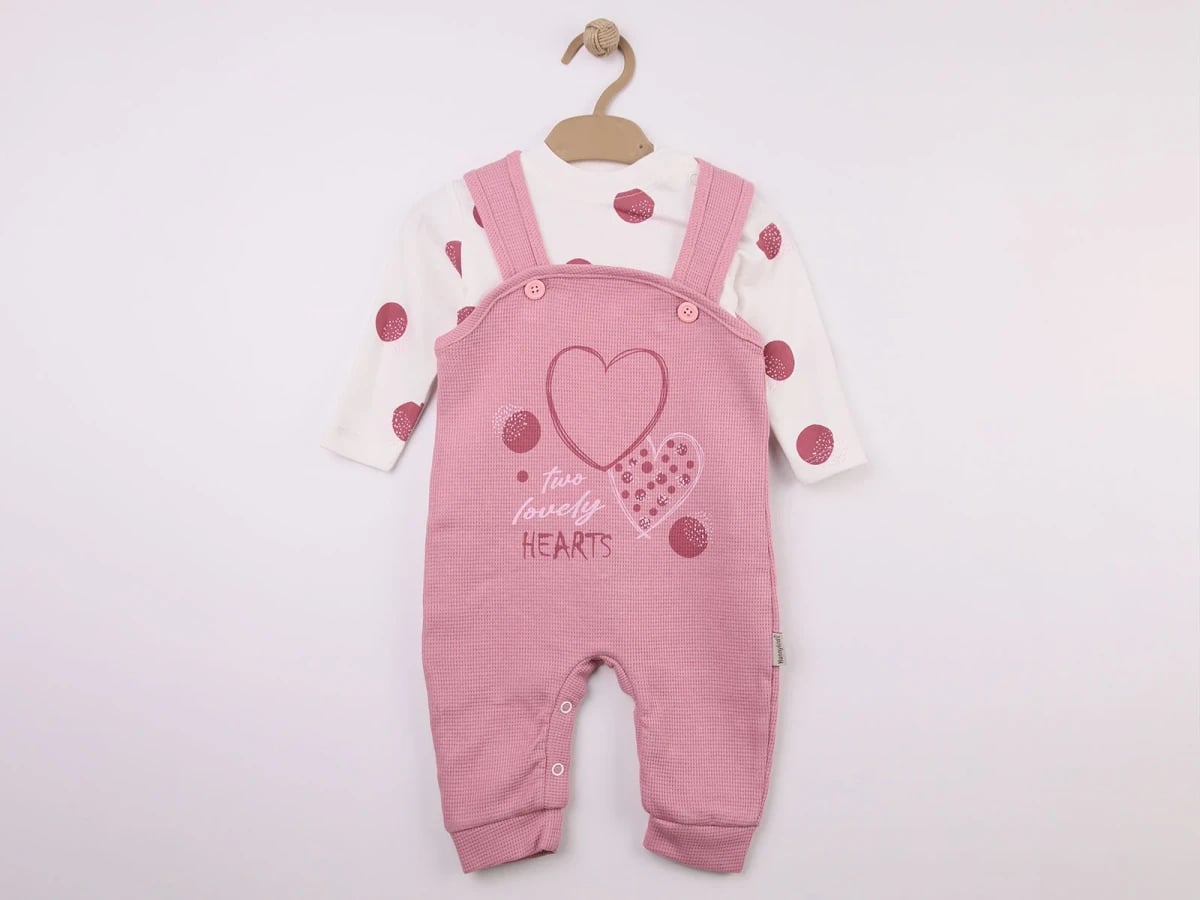 Heart Print Baby Girl Romper Set - Pink - Feely Kids - by Peralane