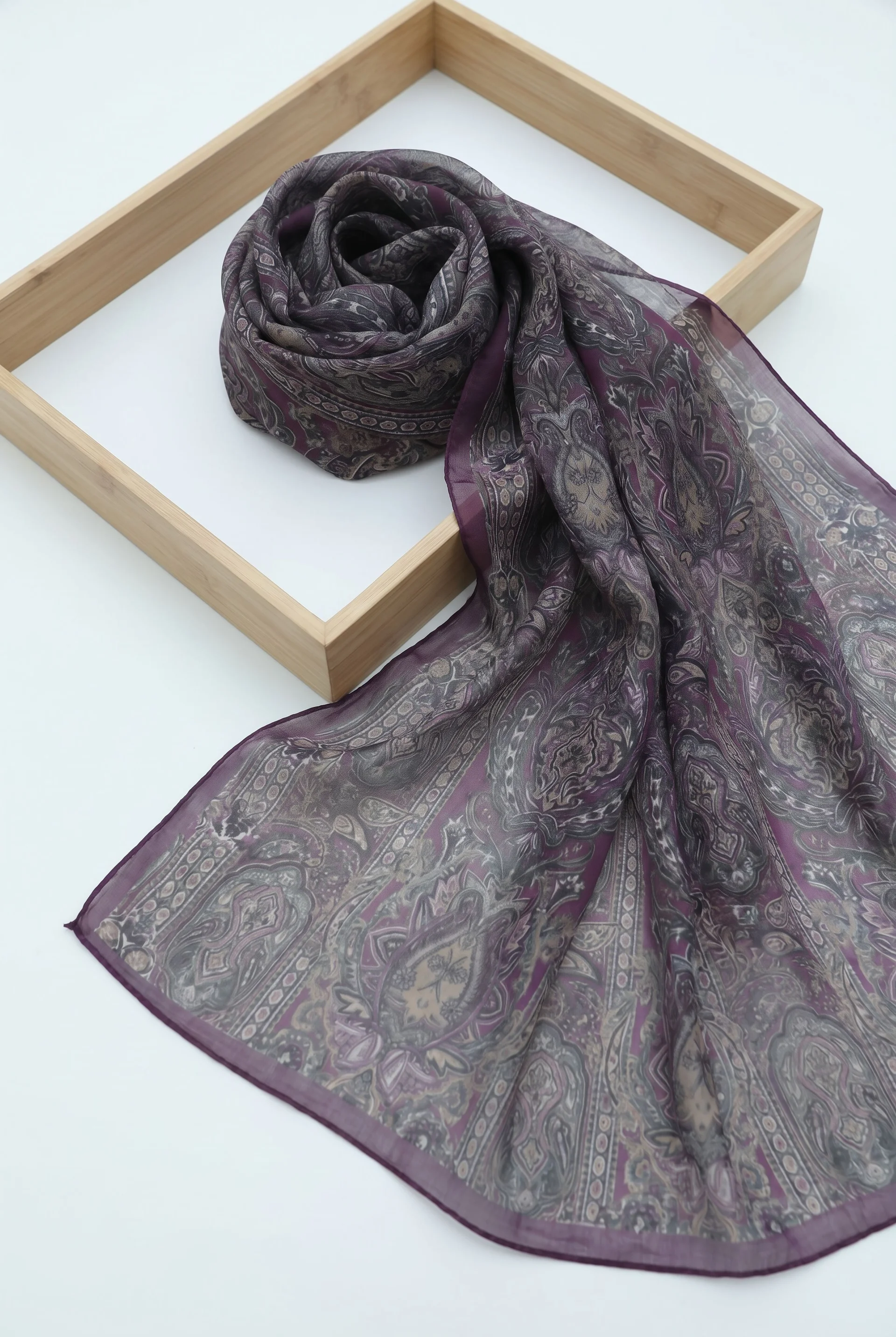 Authentic Striped Traditional Design Cotton Scarf - Purple - Podyumplus - by Peralane