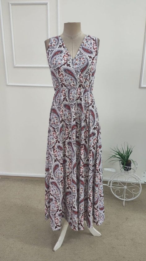Women's Sleeveless Wrap-Style Maxi Dress with Paisley Print - Janes - by Peralane - photo 7