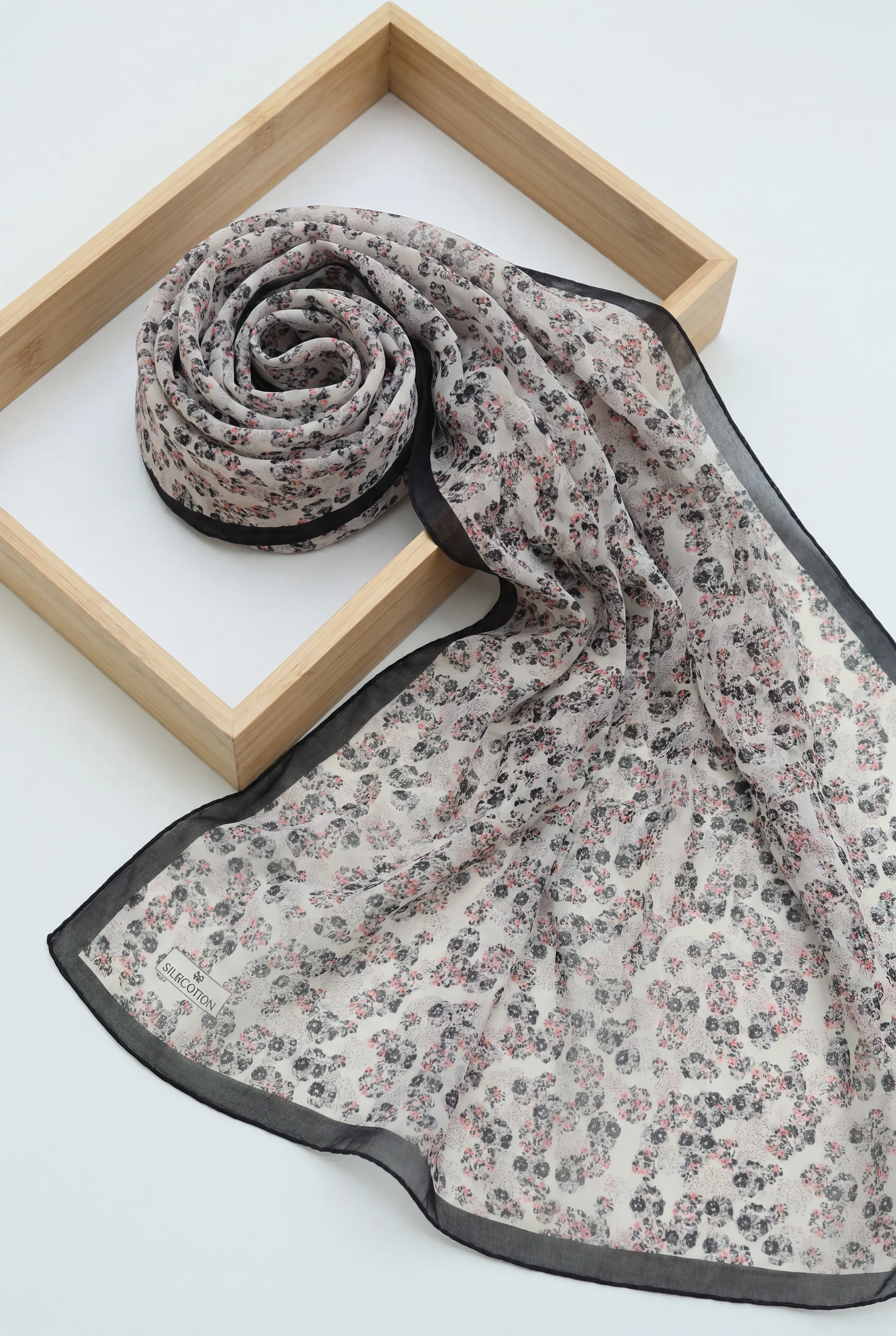 Crisp Floral Print Voile Shawl - Cream - Podyumplus - by Peralane