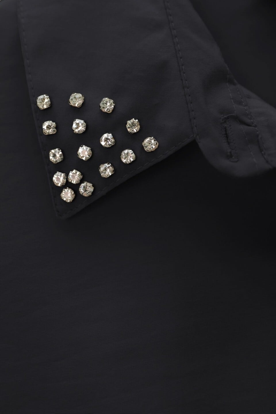Black Studded Collar Tie-Waist Blouse and Wide-Leg Trousers Set - Podyumplus - by Peralane - photo 5