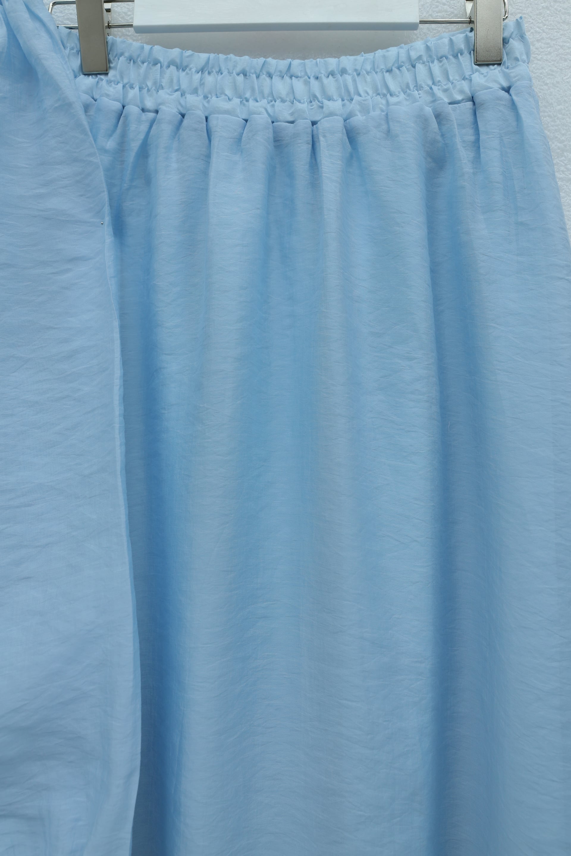 Ruffled Front Long Sleeve Blouse and Lined A-Line Skirt Set in Baby Blue - Podyumplus - by Peralane - photo 5