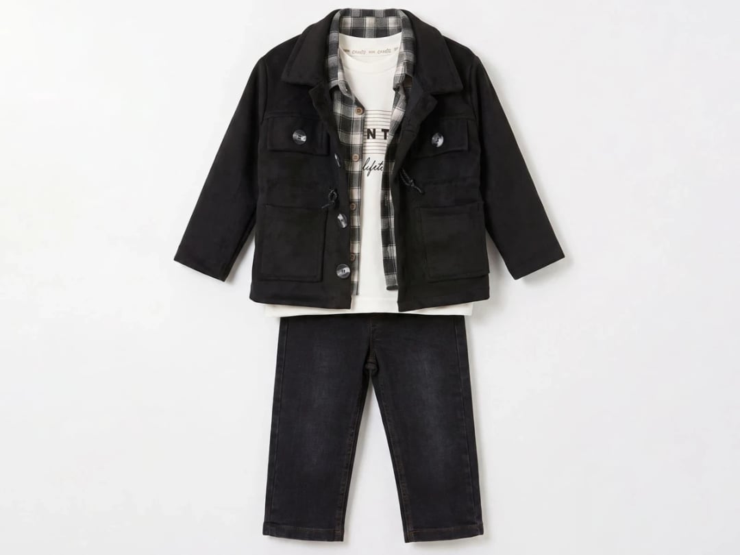 Boys' Four-Piece Set with Buttoned Pocket Jacket and Plaid Shirt - Canoz - by Peralane