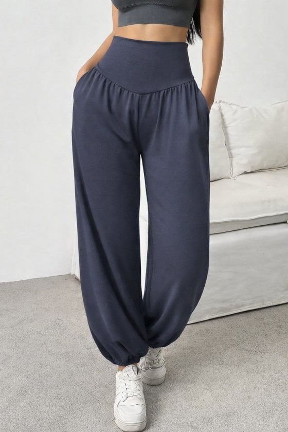 Women's High Waist Gather Wide Leg Viscose Two-Thread Trousers - Janes - by Peralane - photo 4