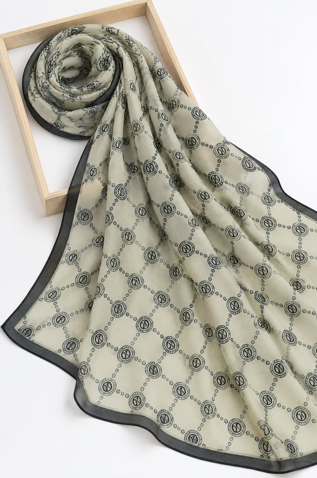 Geometric and Letter Pattern Soft Scarf - Stone - Podyumplus - by Peralane - photo 2