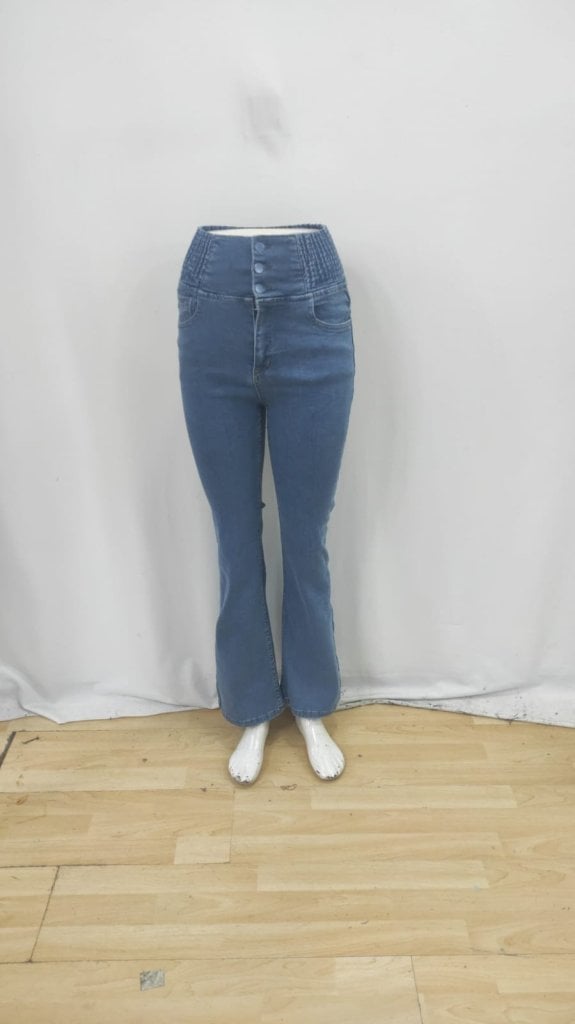 Women's High-Waist Elasticated Side Denim Jeans with Front Buttons - Janes - by Peralane - photo 4