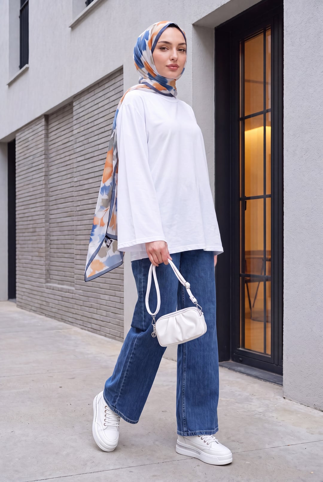 Crew Neck Spanish Sleeve Padded Shoulder Undershirt Blouse - White - Podyumplus - by Peralane - photo 2