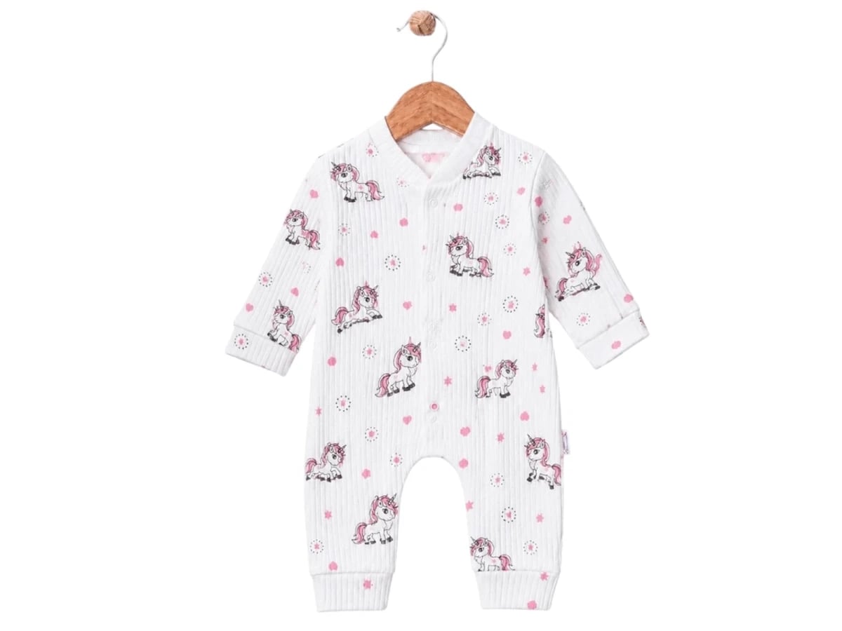 Unicorn Print Baby Girl Romper - White (Pack of 3) - Supermini - by Peralane