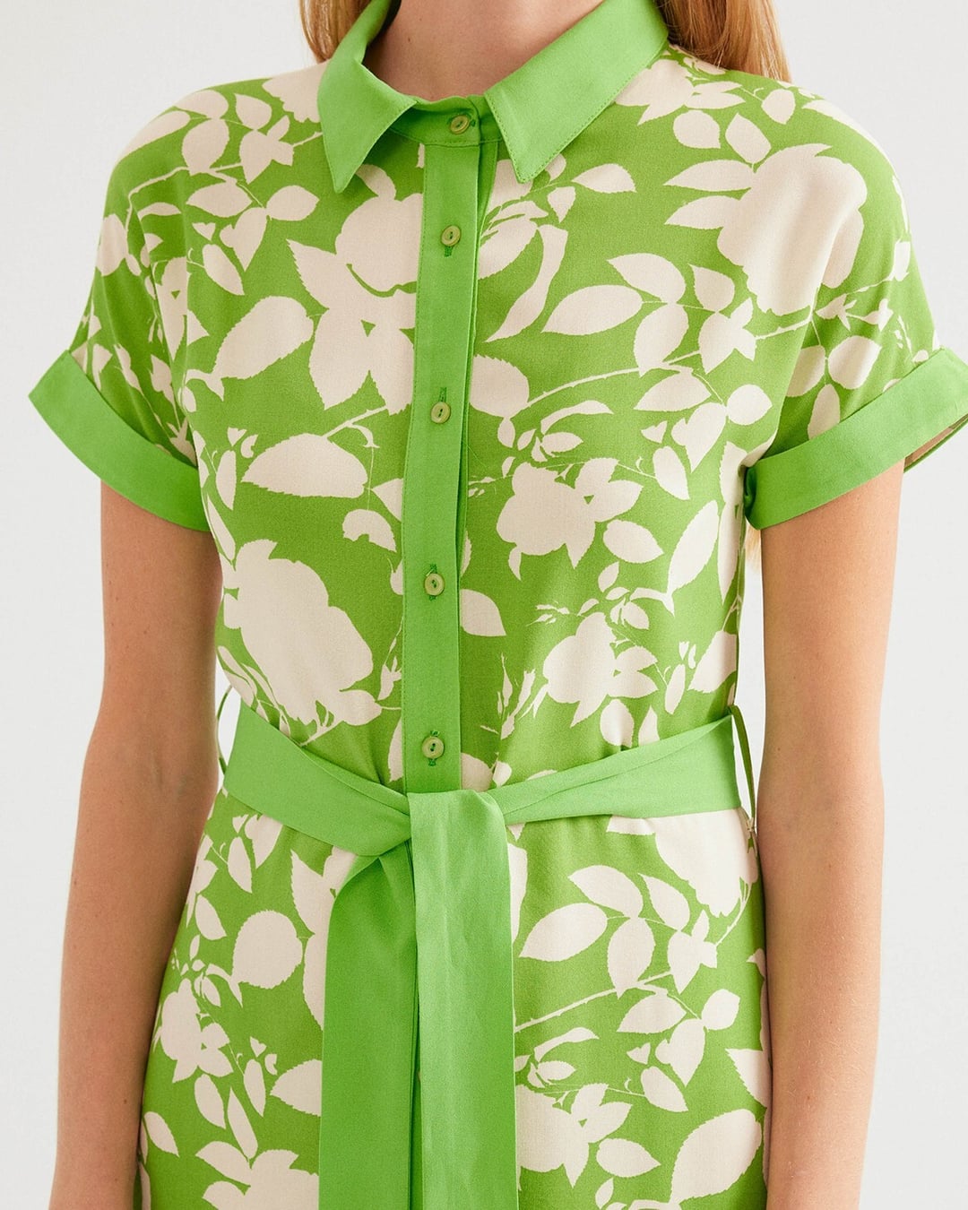Women's Patterned Shirt Dress - Green - Wholeskop - by Peralane - photo 3