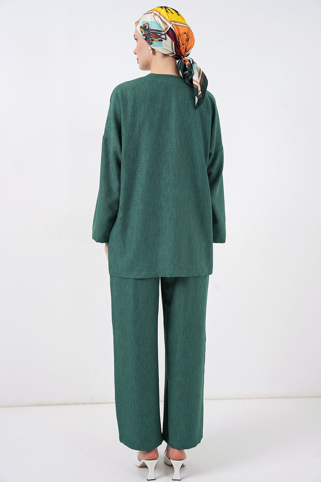 Women's Linen Kimono Two-Piece Set - Emerald Green - Bigdart - by Peralane - photo 4
