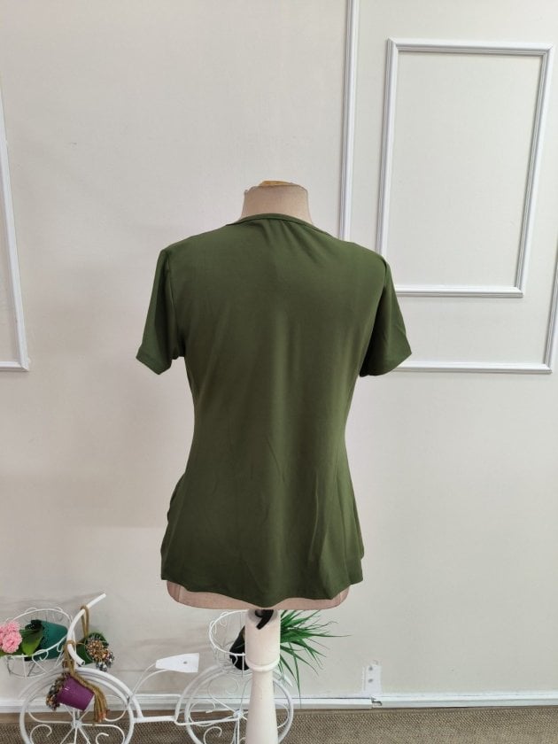 Women's Short-Sleeve Crew-Neck Asymmetric Knotted Viscose Blouse - Janes - by Peralane - photo 7