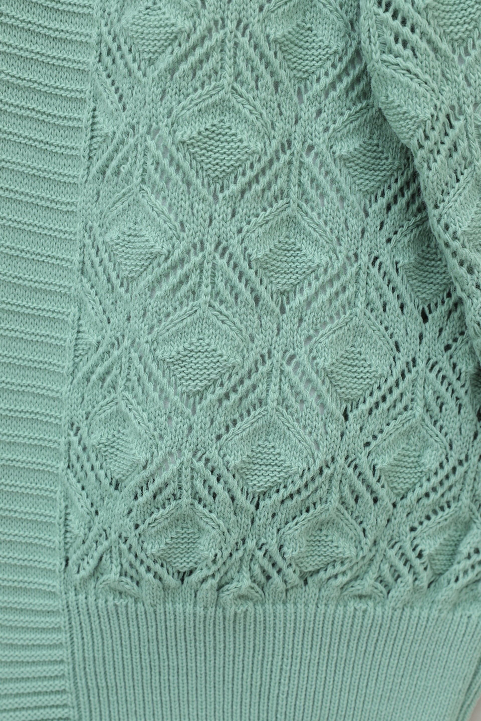 Mint Patterned Hip-Length Knit Cardigan - Podyumplus - by Peralane - photo 4