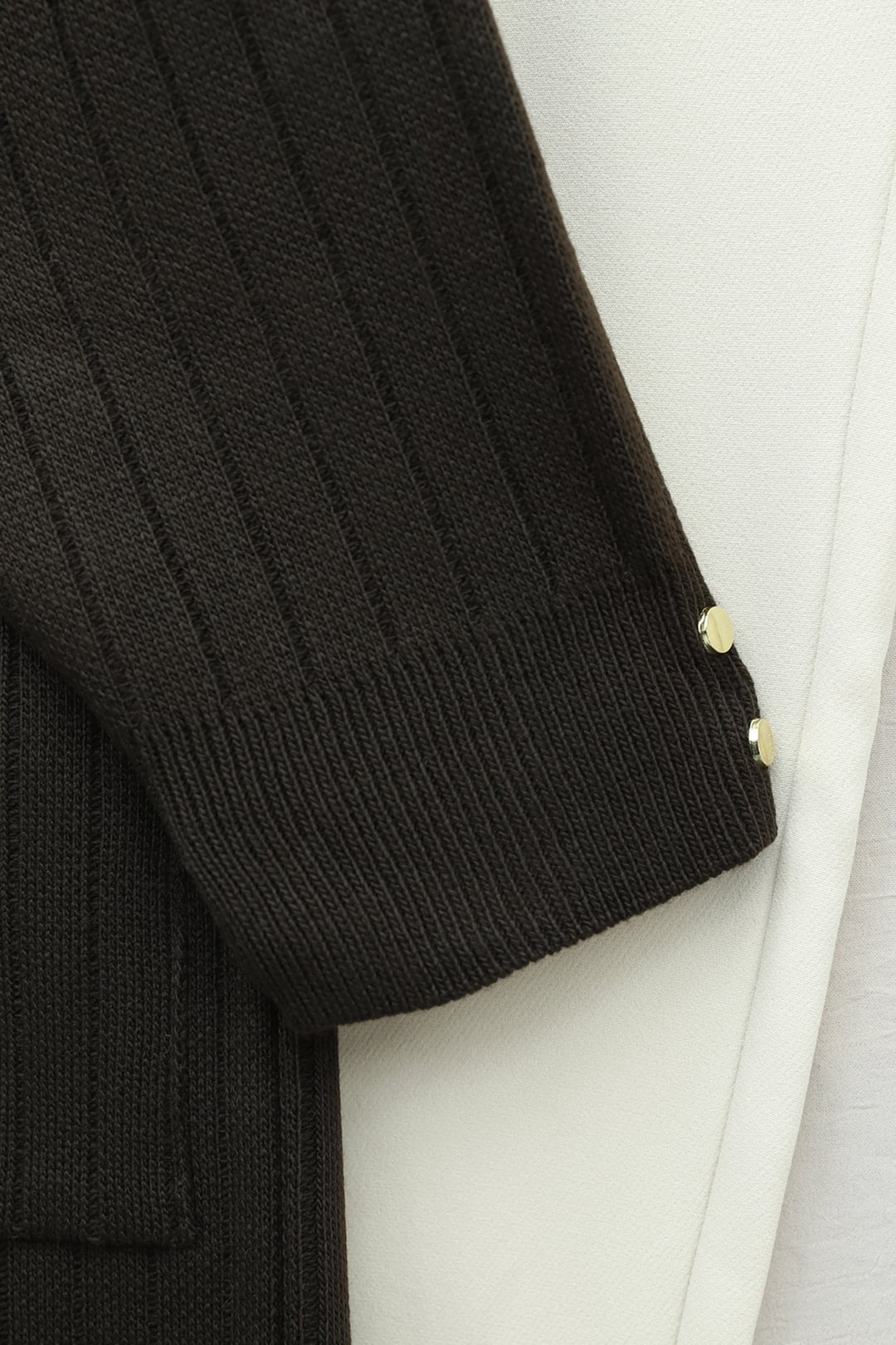 Ribbed Long Cardigan with Button Details - Brown - Podyumplus - by Peralane - photo 6