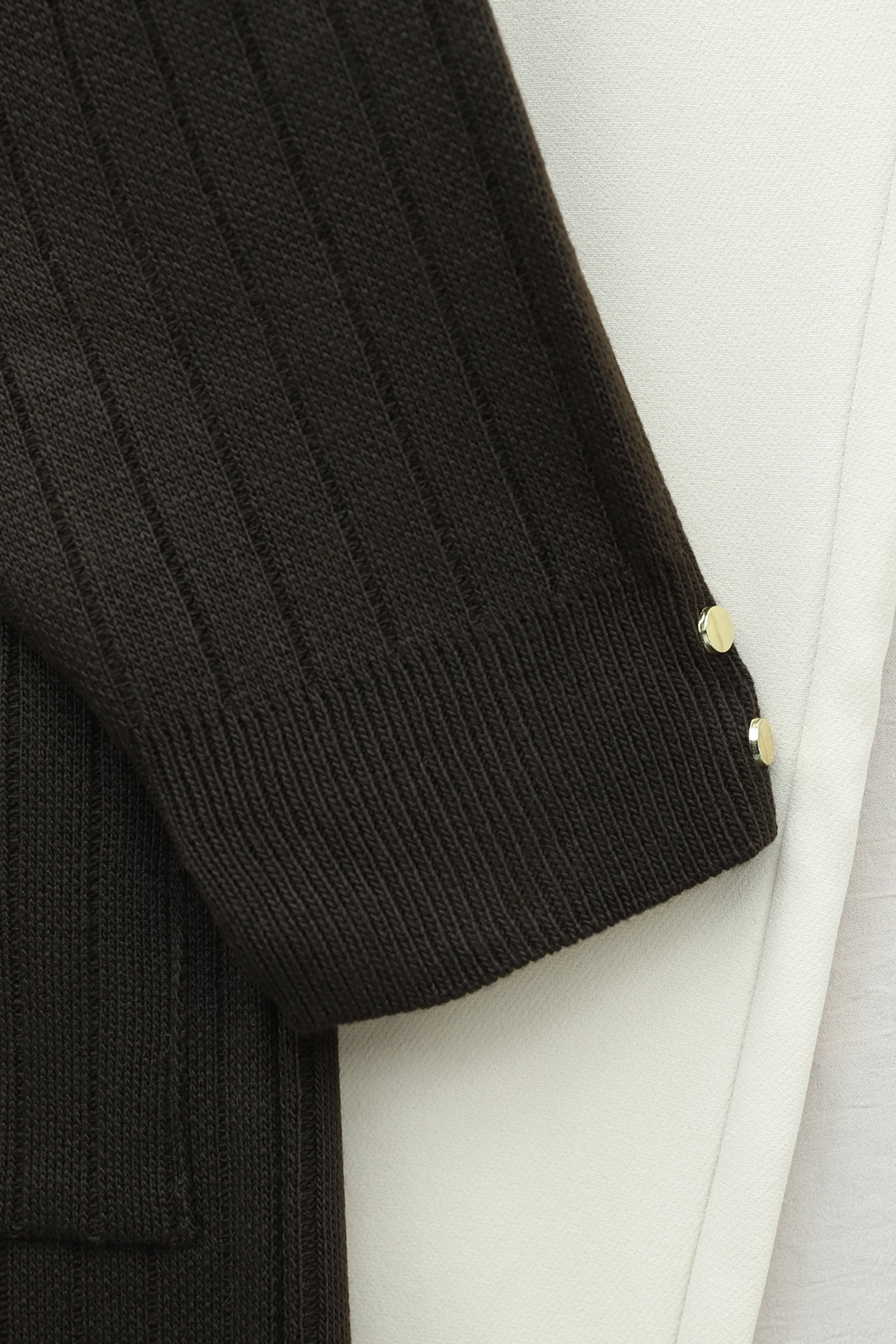 Ribbed Long Cardigan with Button Details - Brown - Podyumplus - by Peralane - photo 6