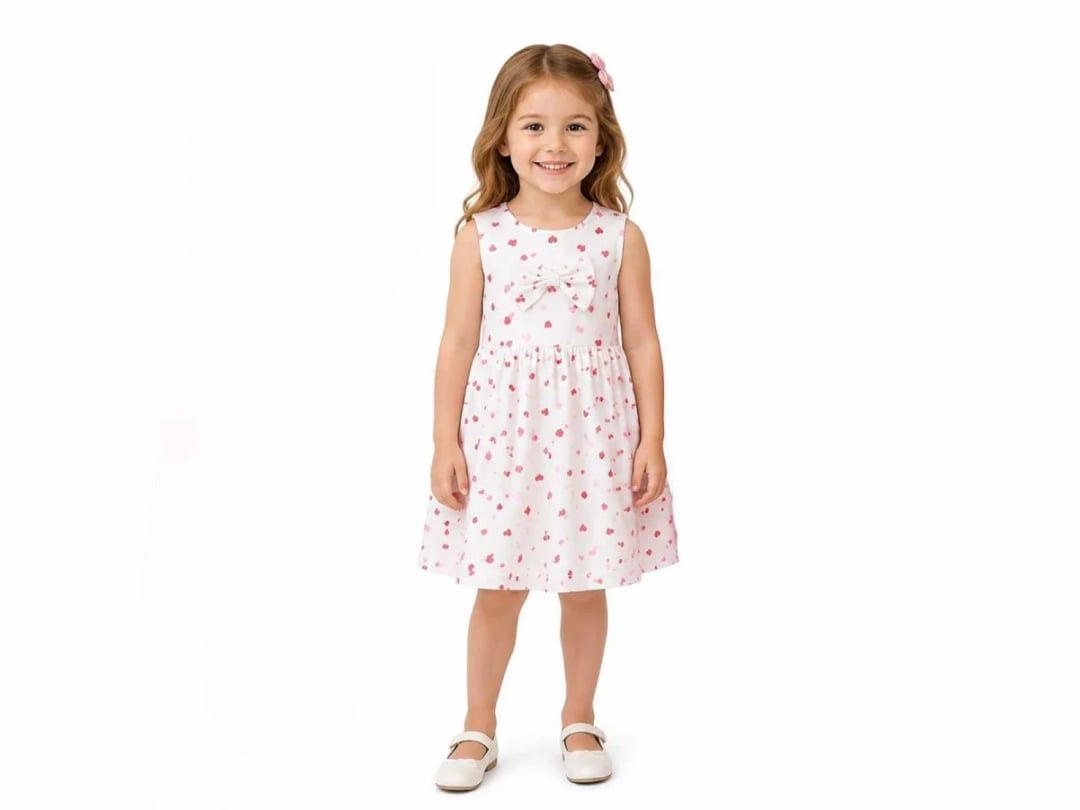 Girl's Bow Print Dress - Bittos Kids - by Peralane