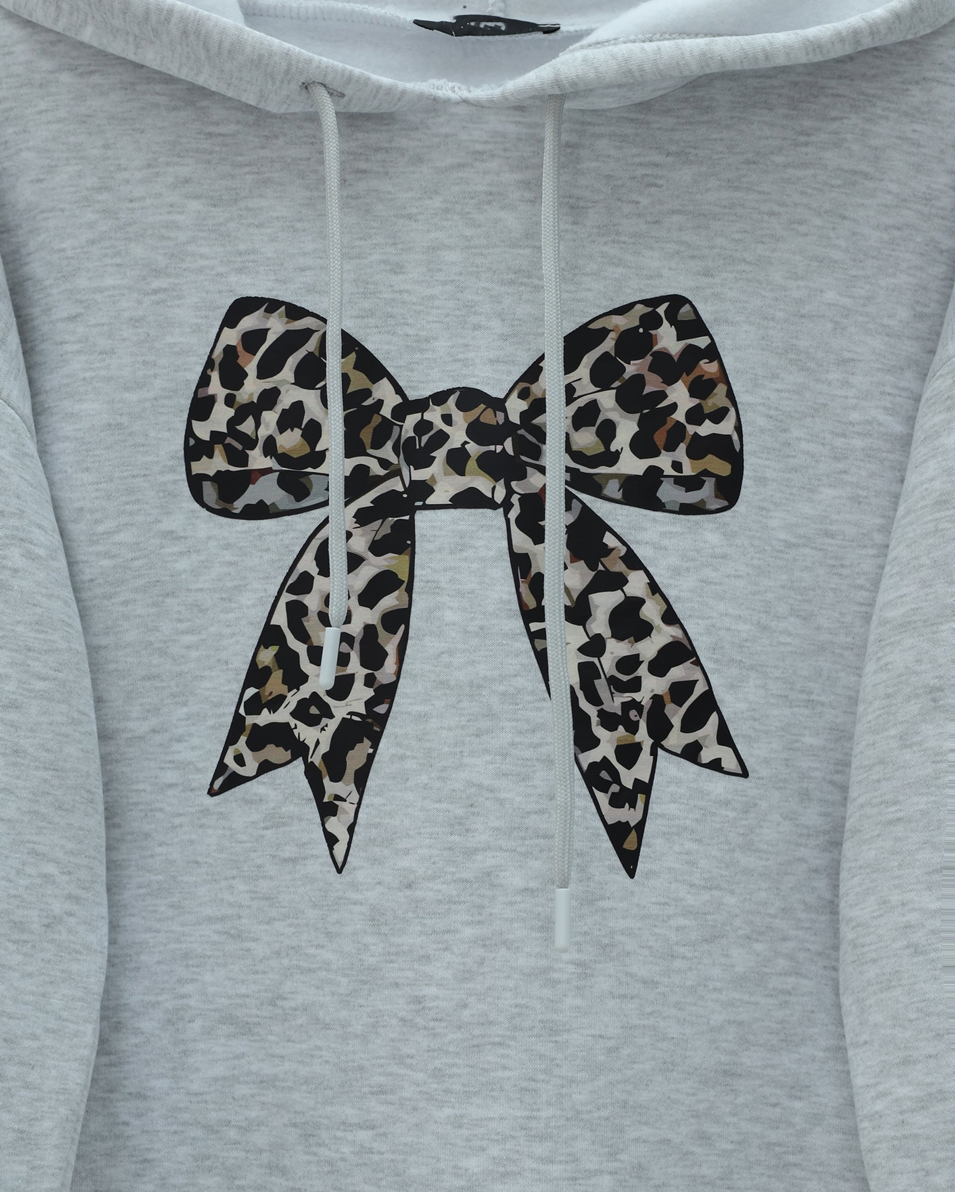 Bow Detail Hooded Sweatshirt - Light Grey - Podyumplus - by Peralane - photo 4