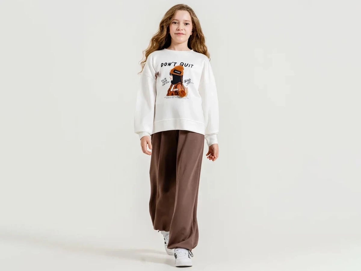Girls' Printed Pom-Pom Detail Two-Piece Set - ÖZ Bebe - by Peralane