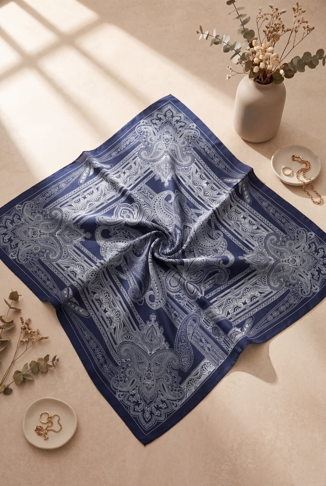 Eskiz Patterned Rayon Scarf - Navy - Podyumplus - by Peralane