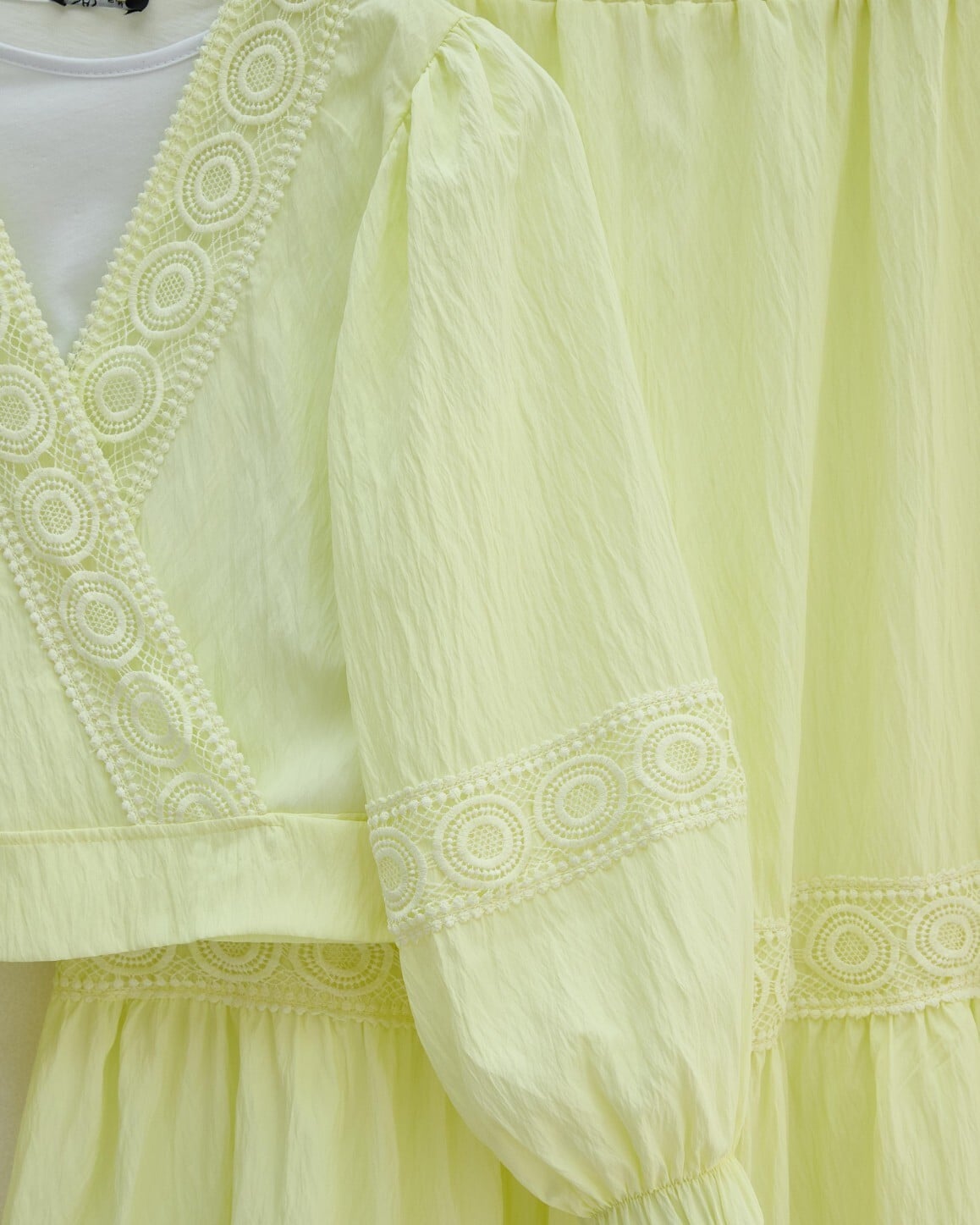 Lace Trim Wrap Blouse and Tiered Skirt Co-ord Set - Light Yellow - Podyumplus - by Peralane - photo 7