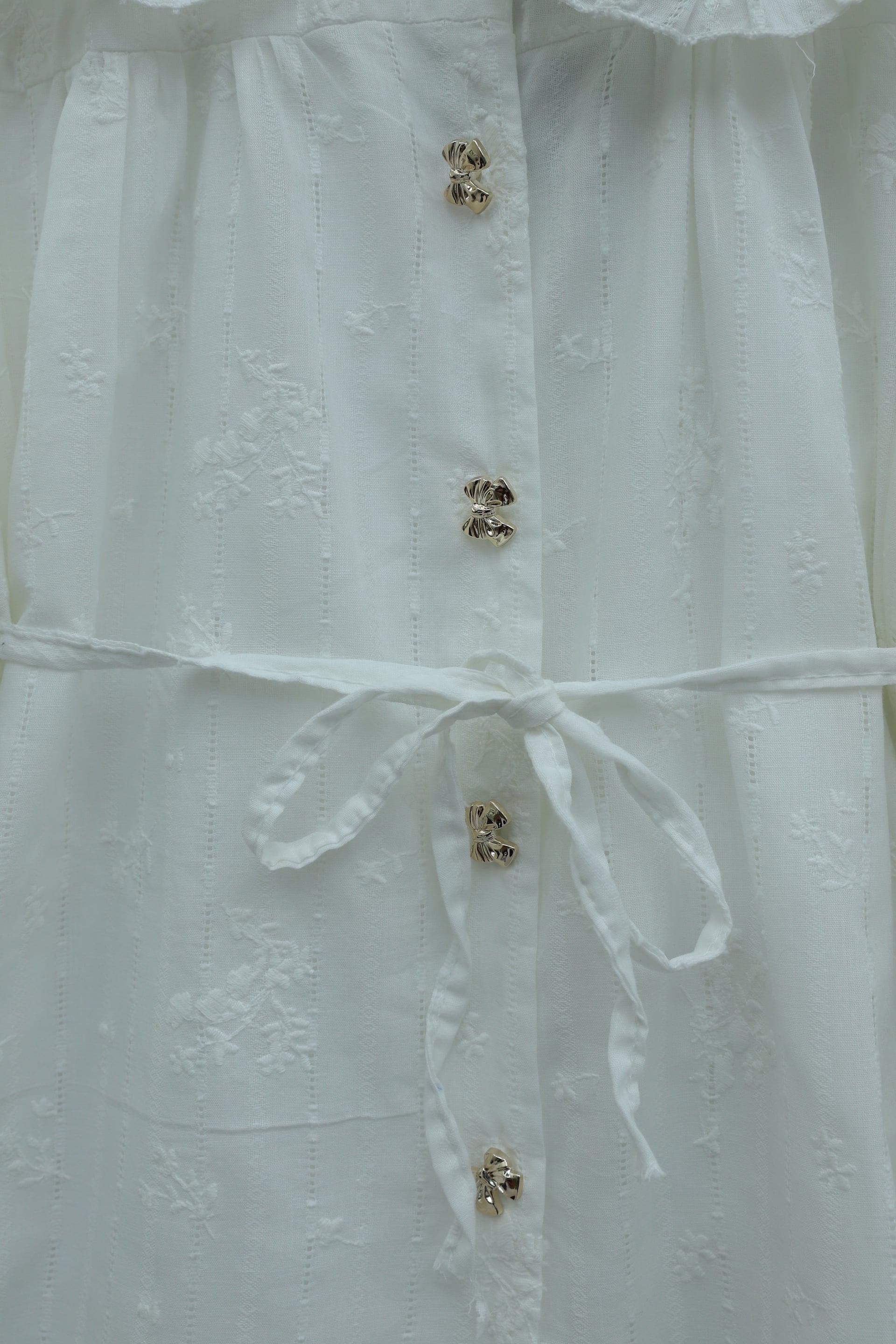 Women's White Linen Look Two-Piece Set with Peter Pan Collar and Long Skirt - Podyumplus - by Peralane - photo 7