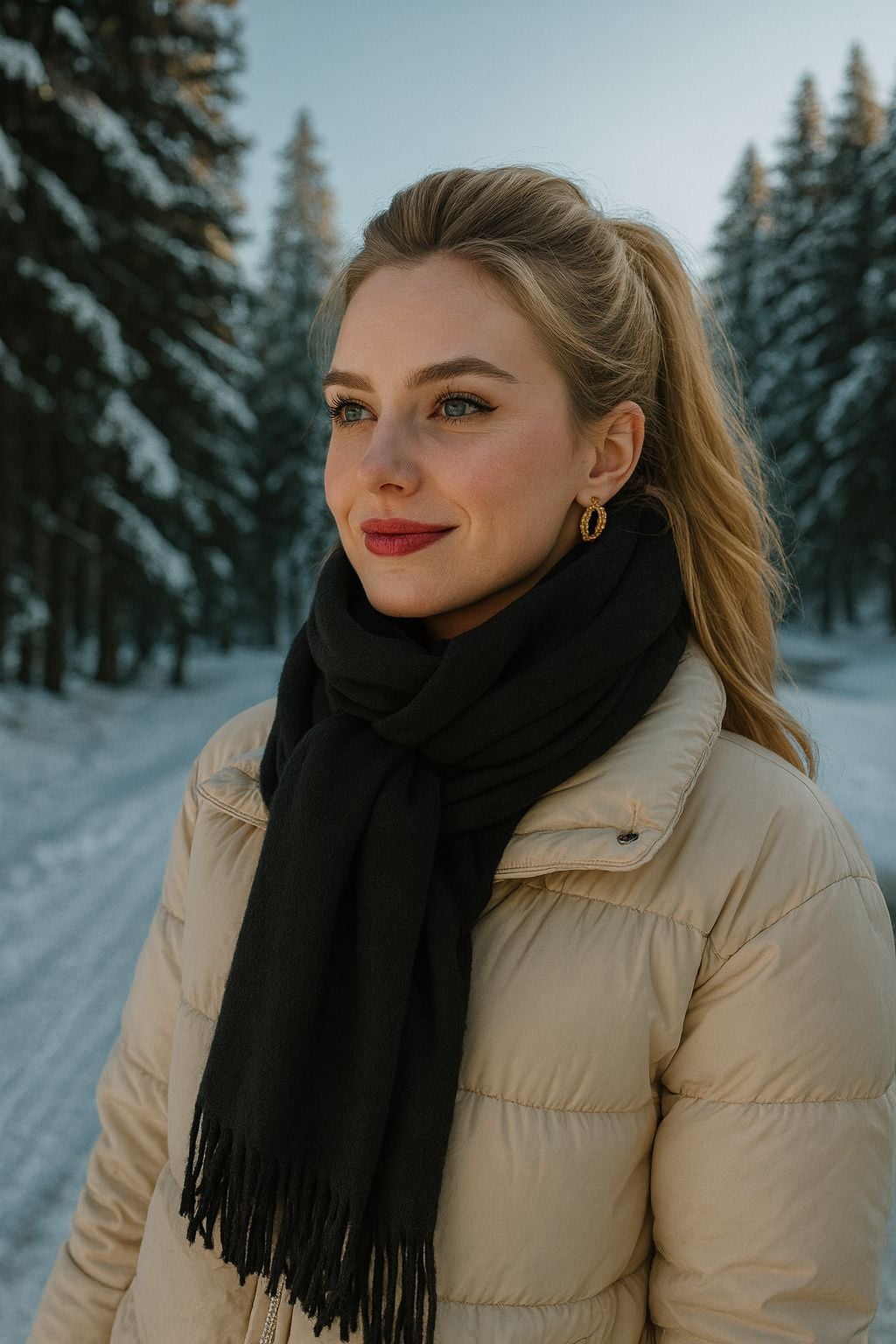 Thick Fringed Shoulder Scarf Shawl in Black - Nesvay - by Peralane