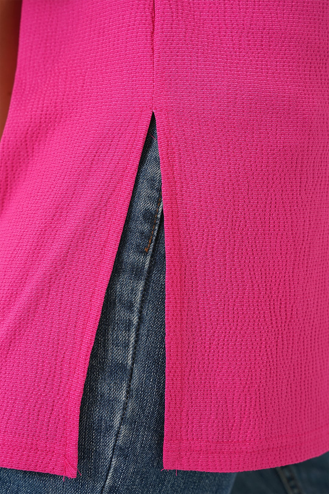 Knitted T-Shirt with Side Slits - Fuchsia - Bigdart - by Peralane - photo 4