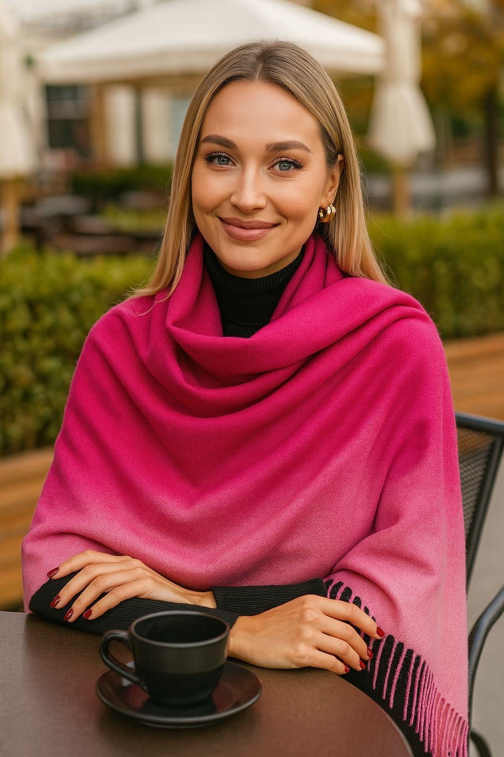 Batik Pink Fringed Thick Shawl - Nesvay - by Peralane