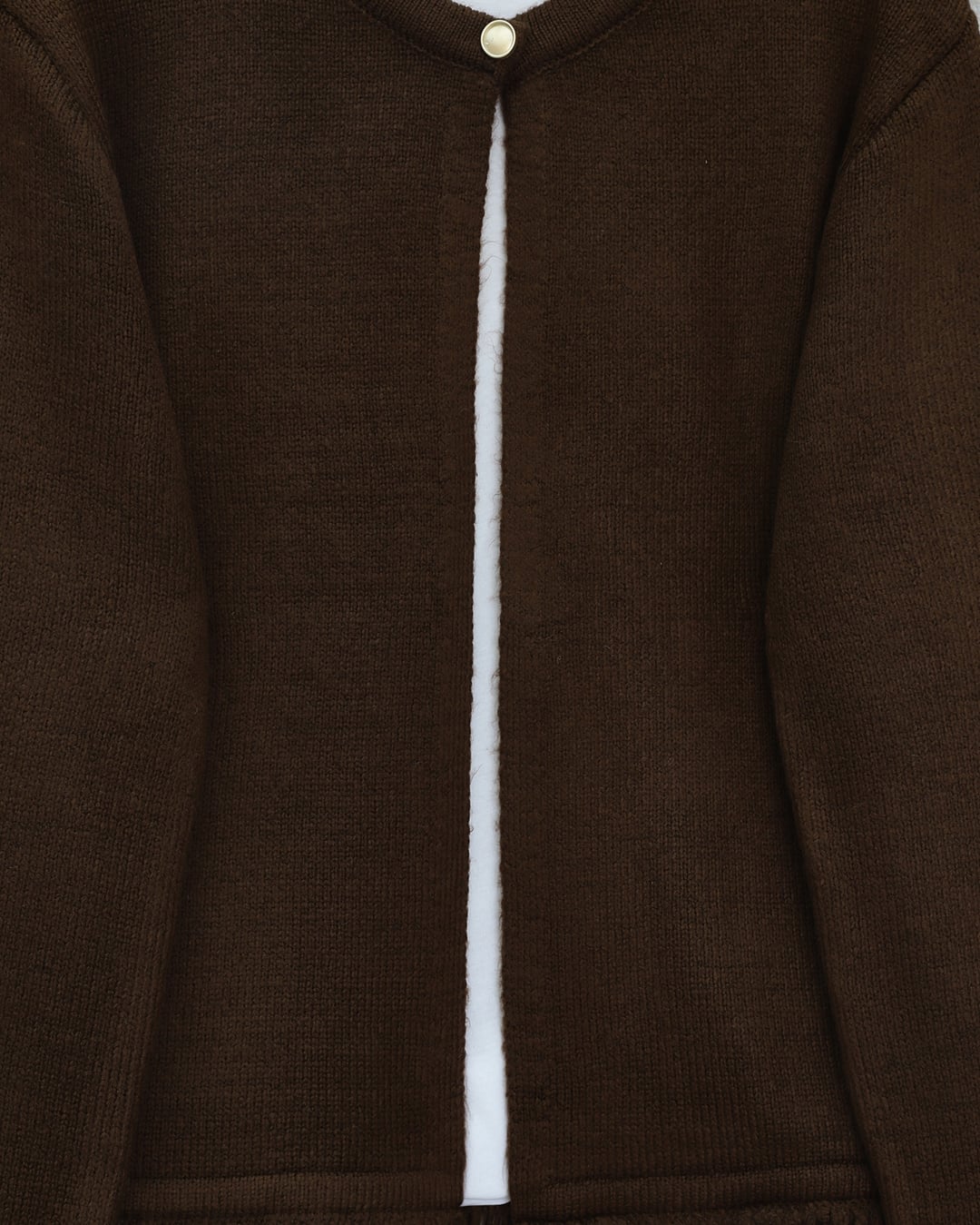 Single Button Fringed Soft Knit Cardigan - Brown - Podyumplus - by Peralane - photo 6