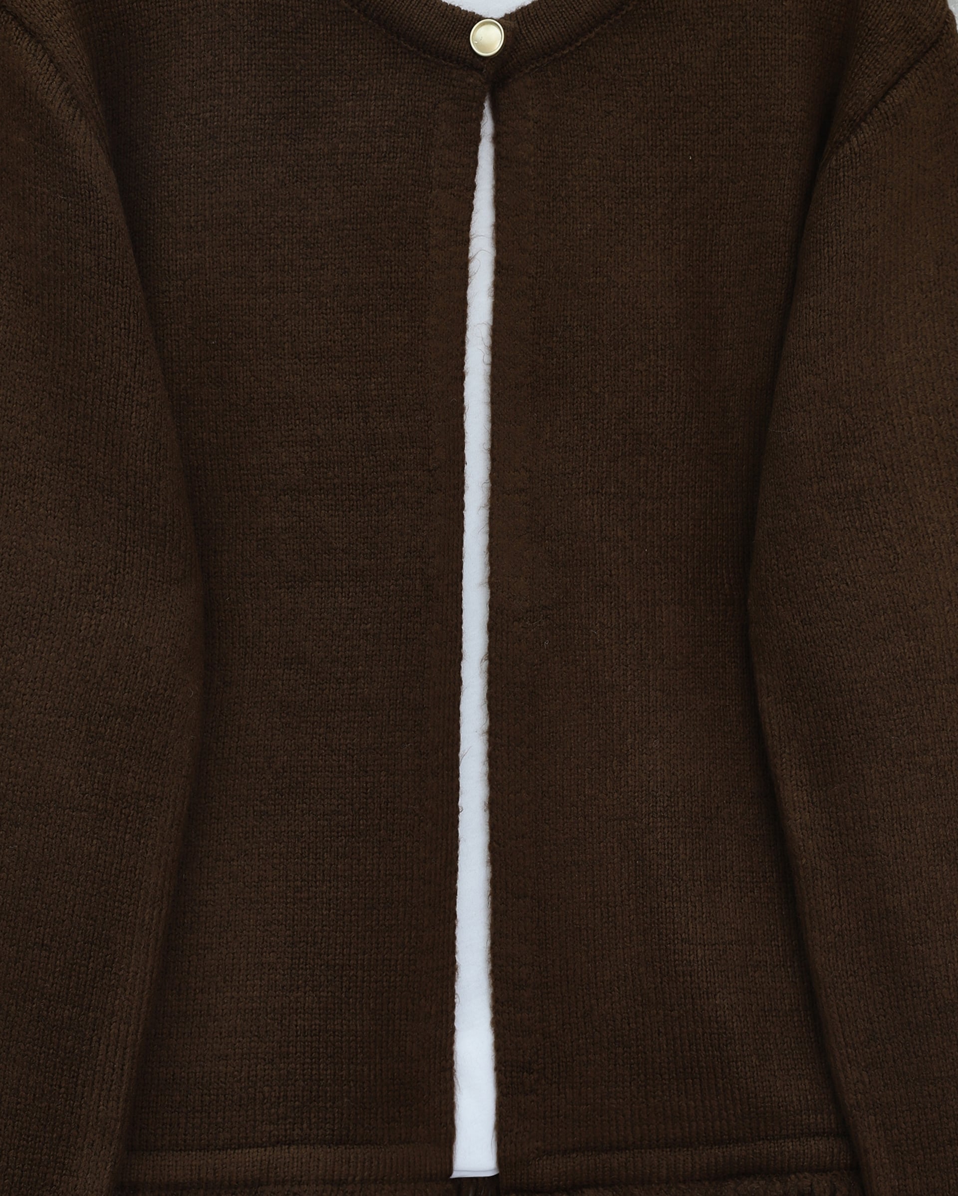 Single Button Fringed Soft Knit Cardigan - Brown - Podyumplus - by Peralane - photo 6