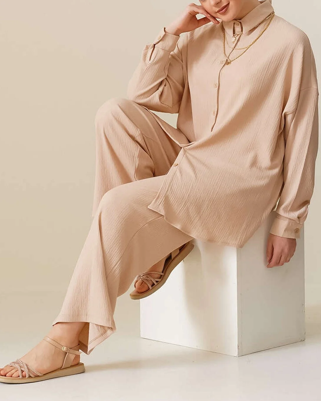 Knitted Modest Co-ord Set - Biscuit - Bigdart - by Peralane - photo 4