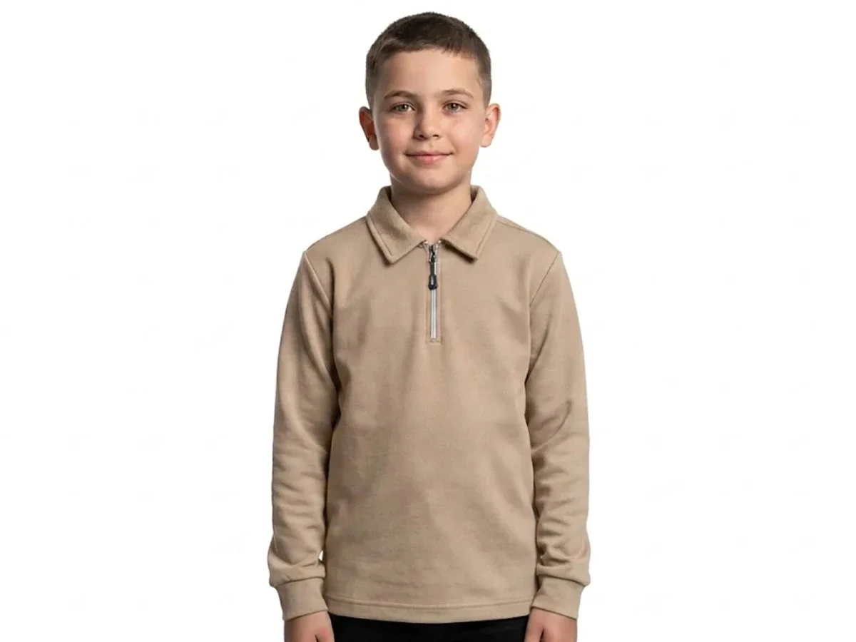 Boys' Collared Zip Sweatshirt - Beige (Pack of 4) - Tanem Kids - by Peralane