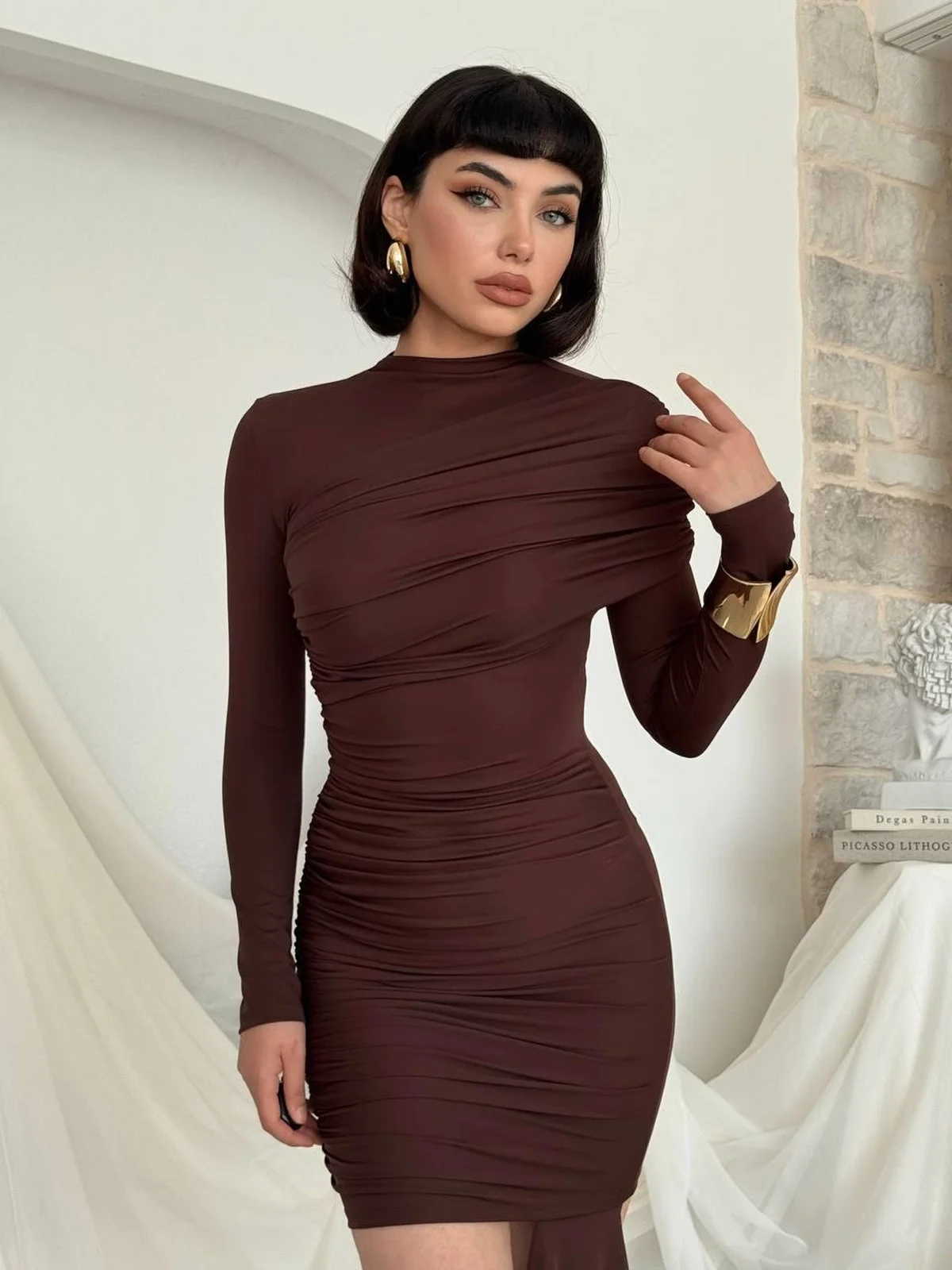 Burte Mini Dress in Brown - Etika - by Peralane - photo 3
