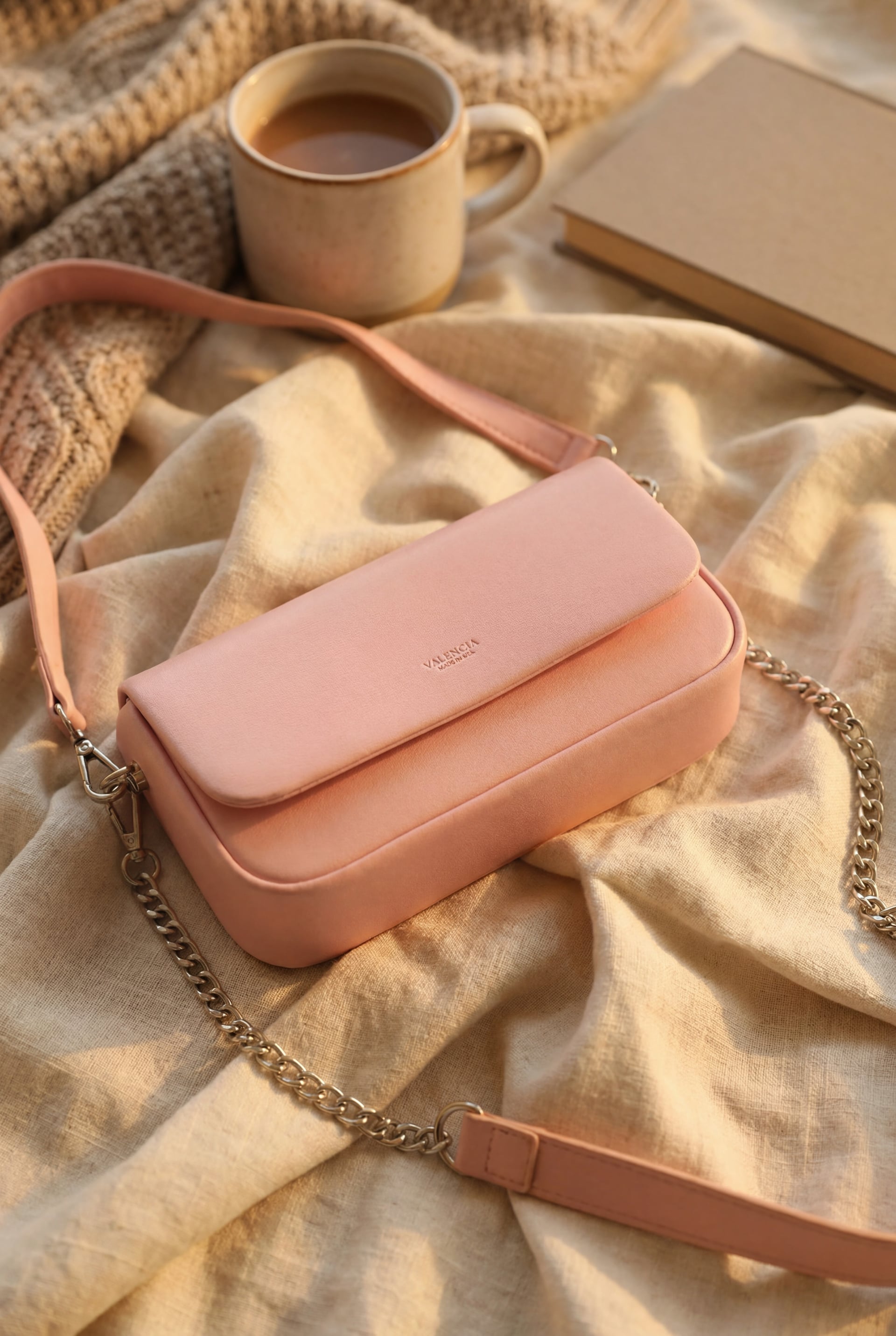 Pink Box Bag with Detachable Double Strap and Magnetic Flap - Podyumplus - by Peralane