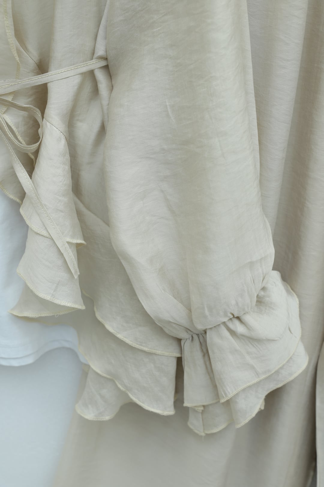 Ruffled Collar Tie Waist Modest Set with Wide-Leg Trousers - Stone - Podyumplus - by Peralane - photo 8